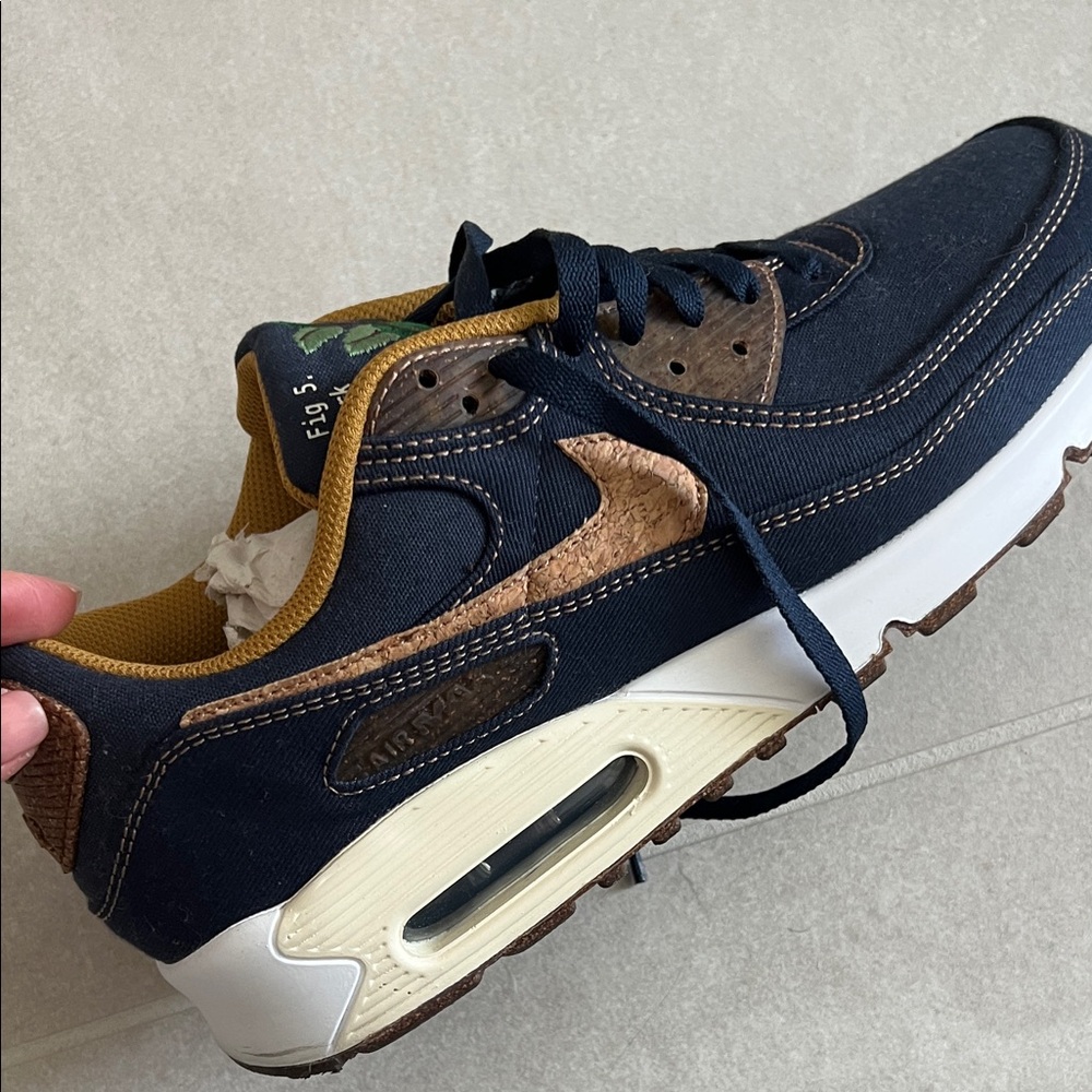 Nike Denim and Cork Fig 5 Air Max 90 Sneakers - Picture 8 of 10